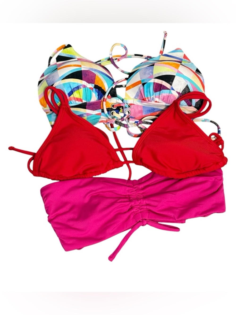 Bikini Top Bundle 3 Pc Size S Bright Summer Swim Mix & Match